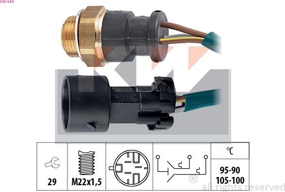 KW 550 644 - Термовимикач, вентилятор радіатора / кондиціонера autocars.com.ua