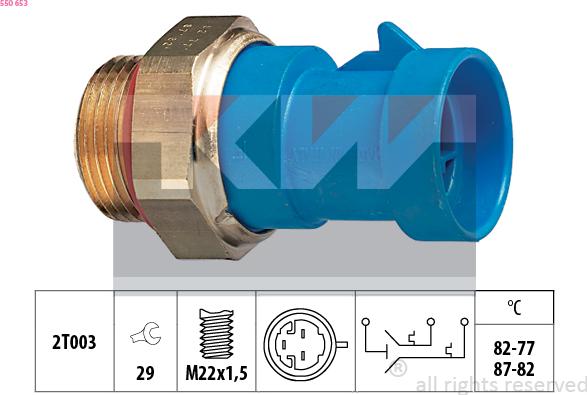 KW 550 653 - Термовимикач, вентилятор радіатора / кондиціонера autocars.com.ua