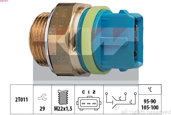 KW 550 677 - Термовимикач, вентилятор радіатора / кондиціонера autocars.com.ua