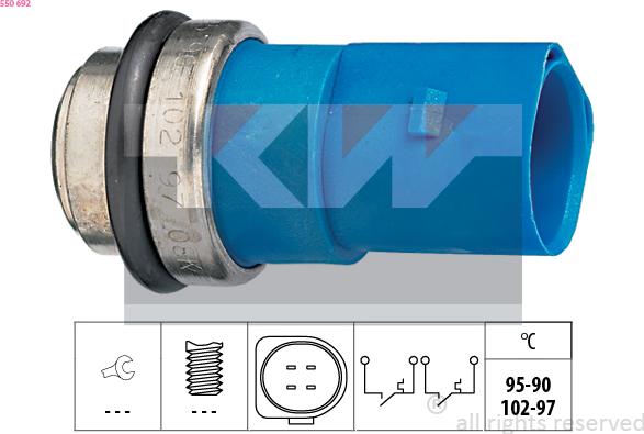 KW 550 692 - Термовимикач, вентилятор радіатора / кондиціонера autocars.com.ua