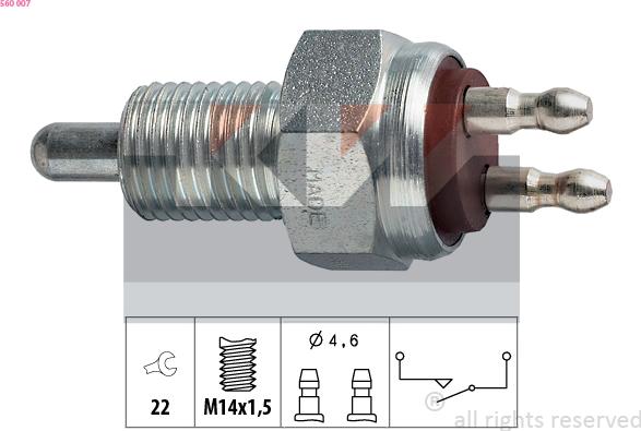 KW 560 007 - Датчик, контактний перемикач, фара заднього ходу autocars.com.ua