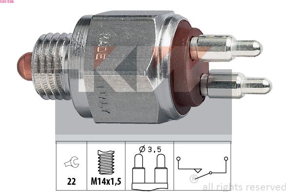 KW 560 036 - Датчик, переключатель, фара заднего хода autodnr.net