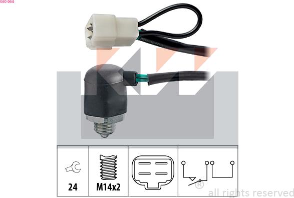 KW 560 064 - Датчик, контактний перемикач, фара заднього ходу autocars.com.ua