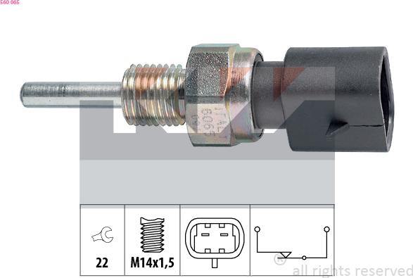 KW 560 065 - Датчик, контактний перемикач, фара заднього ходу autocars.com.ua