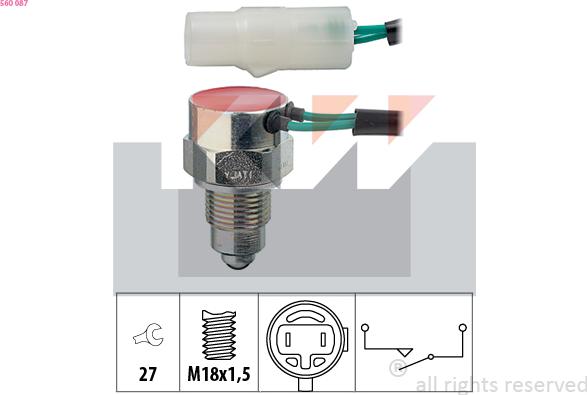 KW 560 087 - Датчик, контактний перемикач, фара заднього ходу autocars.com.ua