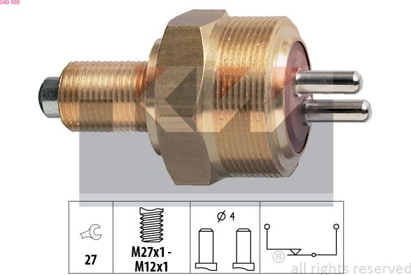 KW 560 100 - Датчик, контактний перемикач, фара заднього ходу autocars.com.ua