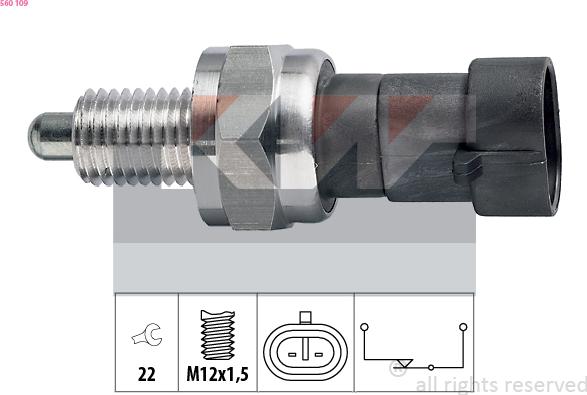 KW 560 109 - Датчик, контактний перемикач, фара заднього ходу autocars.com.ua