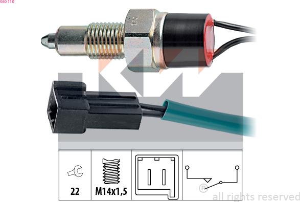 KW 560 110 - Датчик, контактний перемикач, фара заднього ходу autocars.com.ua