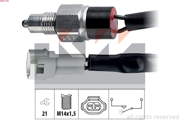 KW 560 119 - Датчик, переключатель, фара заднего хода avtokuzovplus.com.ua