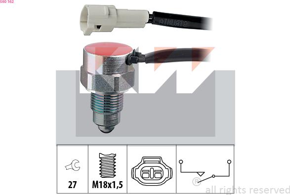 KW 560 162 - Датчик, контактний перемикач, фара заднього ходу autocars.com.ua