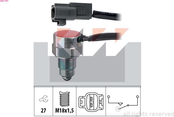 KW 560 197 - Датчик, контактний перемикач, фара заднього ходу autocars.com.ua