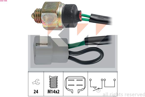 KW 560 198 - Датчик, контактний перемикач, фара заднього ходу autocars.com.ua