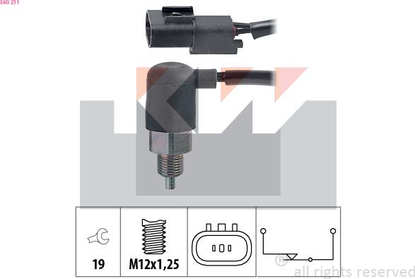 KW 560 211 - Датчик, переключатель, фара заднего хода avtokuzovplus.com.ua