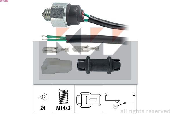 KW 560 225 - Датчик, контактний перемикач, фара заднього ходу autocars.com.ua