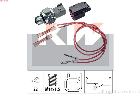 KW 560 274K - Датчик, переключатель, фара заднего хода autodnr.net