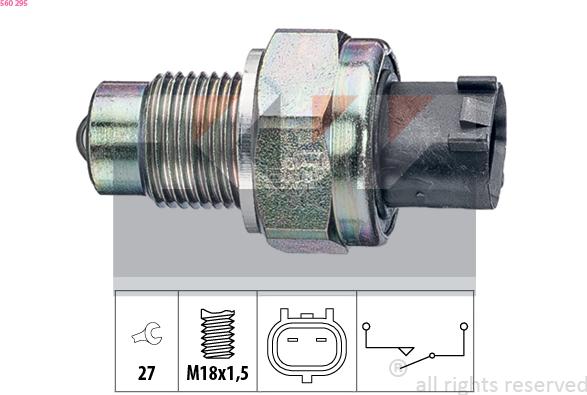 KW 560 295 - Датчик, контактний перемикач, фара заднього ходу autocars.com.ua