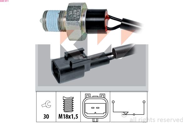 KW 560 311 - Датчик, контактний перемикач, фара заднього ходу autocars.com.ua