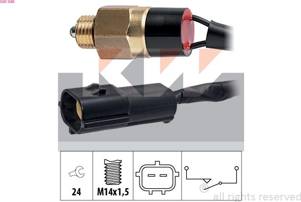 KW 560 346 - Датчик, контактний перемикач, фара заднього ходу autocars.com.ua