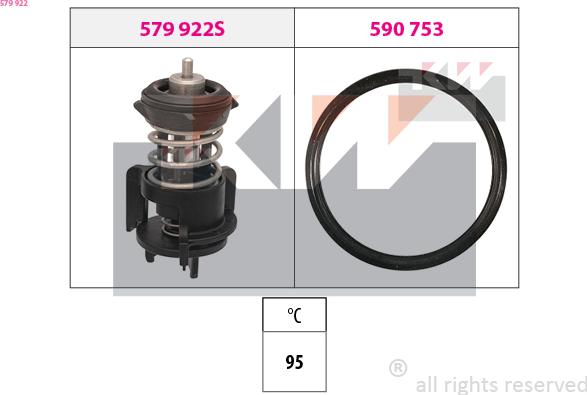 KW 579 922 - Термостат, охолоджуюча рідина autocars.com.ua