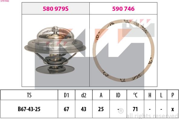 KW 579 942 - Термостат, охлаждающая жидкость avtokuzovplus.com.ua