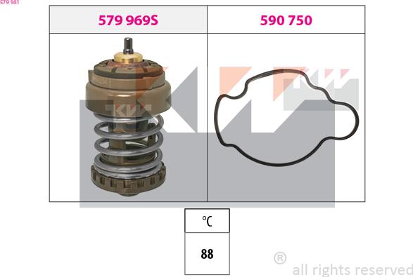 KW 579 981 - Термостат, охолоджуюча рідина autocars.com.ua