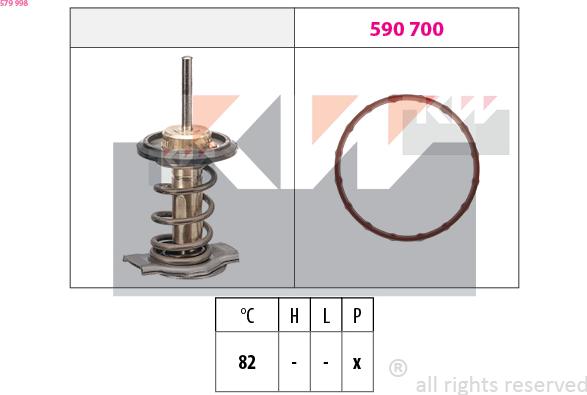 KW 579 998 - Термостат, охолоджуюча рідина autocars.com.ua