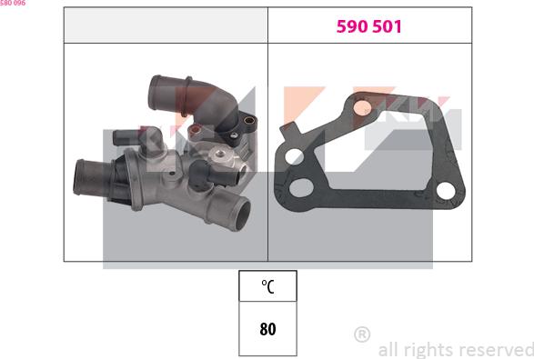 KW 580 096 - Термостат, охолоджуюча рідина autocars.com.ua