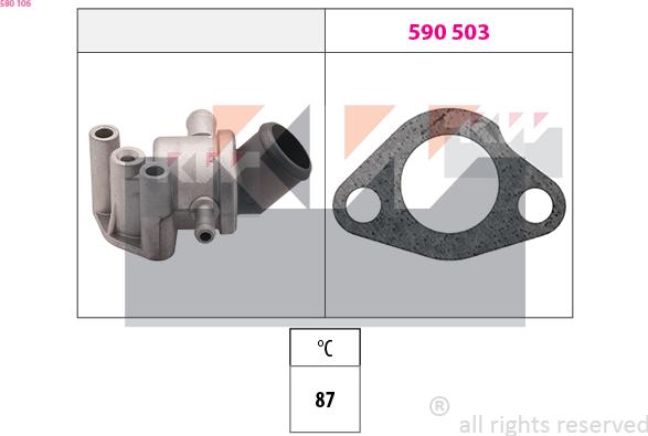 KW 580 106 - Термостат, охолоджуюча рідина autocars.com.ua