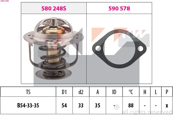 KW 580 248 - Термостат, охолоджуюча рідина autocars.com.ua