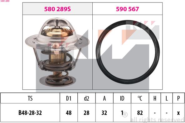 KW 580 289 - Термостат, охолоджуюча рідина autocars.com.ua