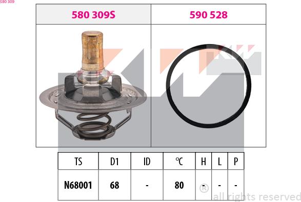 KW 580 309 - Термостат, охлаждающая жидкость avtokuzovplus.com.ua