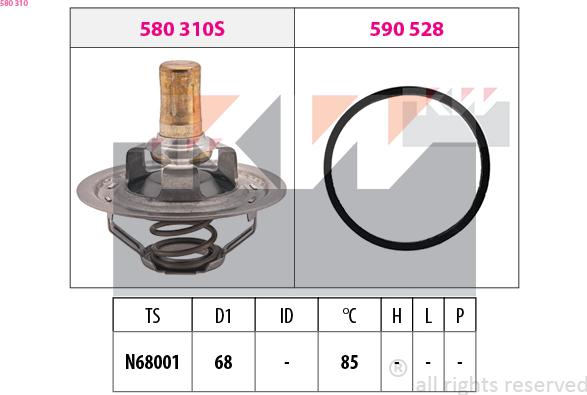 KW 580 310 - Термостат, охолоджуюча рідина autocars.com.ua