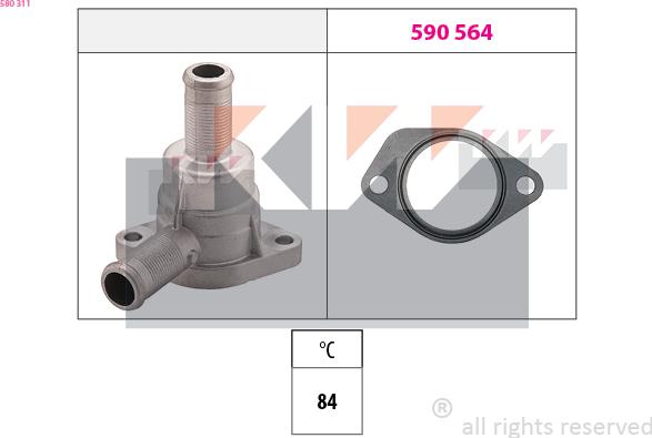 KW 580 311 - Термостат, охолоджуюча рідина autocars.com.ua