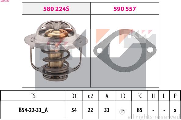 KW 580 335 - Термостат, охолоджуюча рідина autocars.com.ua