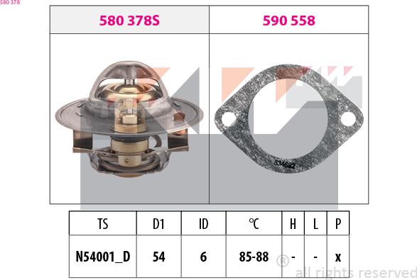 KW 580 378 - Термостат, охолоджуюча рідина autocars.com.ua