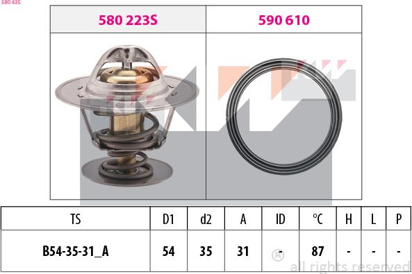 KW 580 435 - Термостат, охлаждающая жидкость avtokuzovplus.com.ua