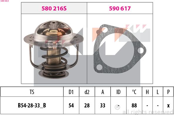 KW 580 453 - Термостат, охолоджуюча рідина autocars.com.ua