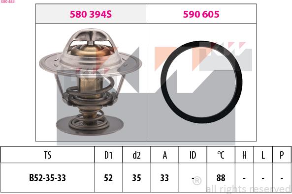 KW 580 483 - Термостат, охлаждающая жидкость avtokuzovplus.com.ua