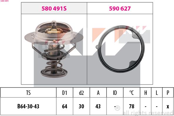 KW 580 491 - Термостат, охлаждающая жидкость autodnr.net