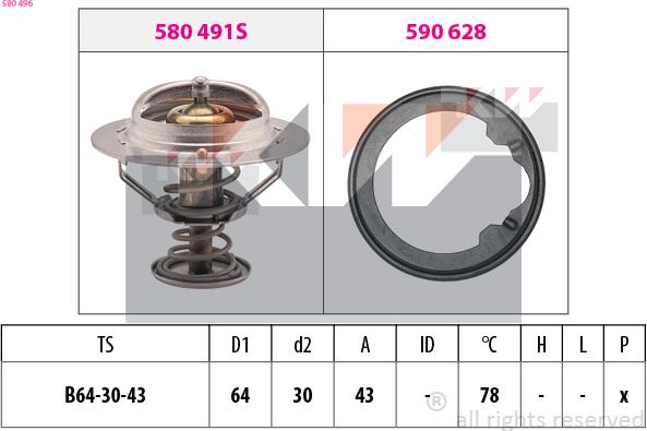 KW 580 496 - Термостат, охлаждающая жидкость autodnr.net