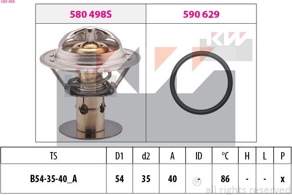 KW 580 498 - Термостат, охолоджуюча рідина autocars.com.ua