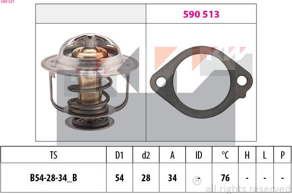 KW 580 521 - Термостат, охлаждающая жидкость autodnr.net