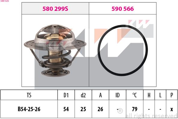 KW 580 525 - Термостат, охолоджуюча рідина autocars.com.ua