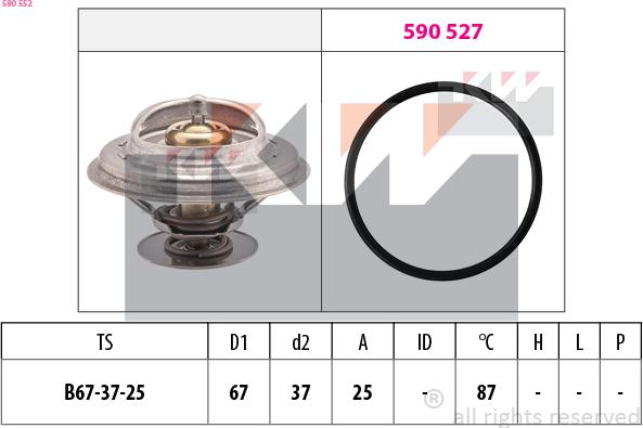 KW 580 552 - Термостат, охлаждающая жидкость avtokuzovplus.com.ua