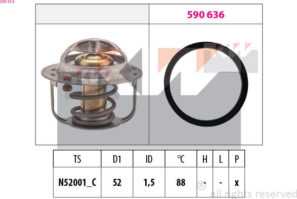 KW 580 554 - Термостат, охлаждающая жидкость avtokuzovplus.com.ua