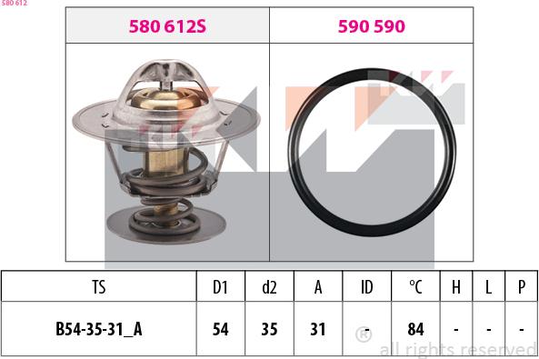 KW 580 612 - Термостат, охолоджуюча рідина autocars.com.ua