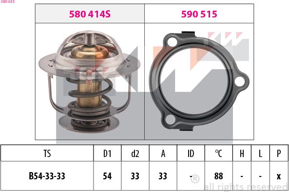 KW 580 633 - Термостат, охолоджуюча рідина autocars.com.ua