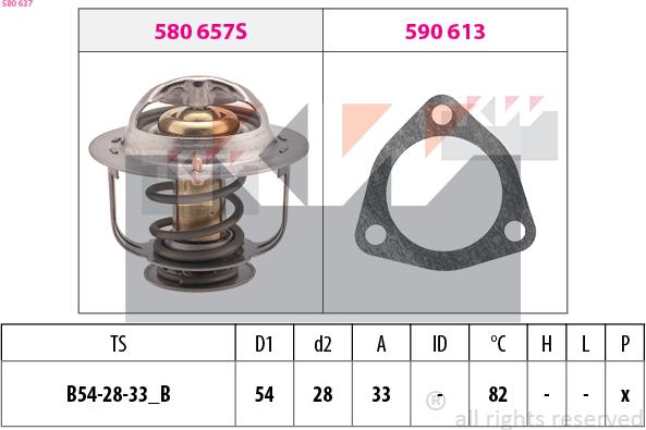 KW 580 637 - Термостат, охлаждающая жидкость avtokuzovplus.com.ua