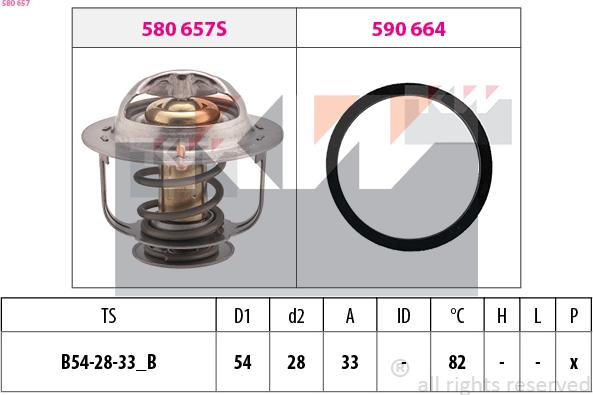 KW 580 657 - Термостат, охолоджуюча рідина autocars.com.ua