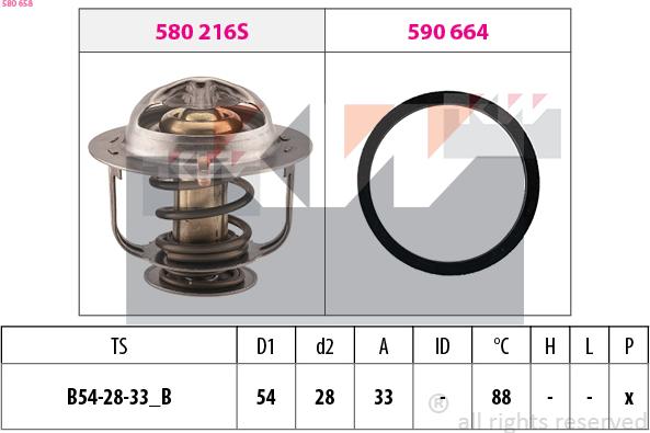 KW 580 658 - Термостат, охолоджуюча рідина autocars.com.ua